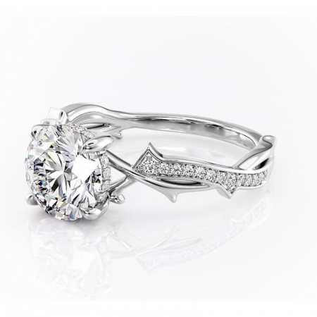 Inel de logodnă Eleanor din aur Alb 14kt cu moissanite tăietură rotundă – Montură pavé rafinată pentru profil mediu | Personalizează și configurează gratuit online [6]