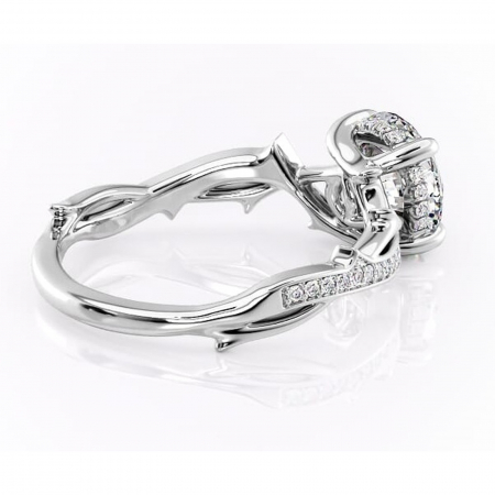 Inel de logodnă Eleanor din aur Alb 14kt cu moissanite tăietură rotundă – Montură pavé rafinată pentru profil mediu | Personalizează și configurează gratuit online [2]