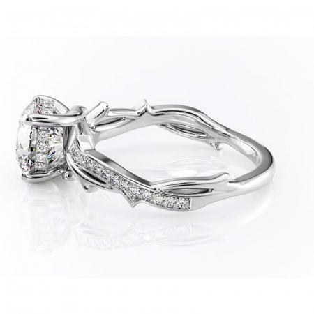 Inel de logodnă Eleanor din aur Alb 14kt cu moissanite tăietură rotundă – Montură pavé rafinată pentru profil mediu | Personalizează și configurează gratuit online [5]