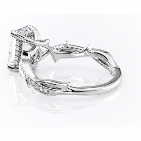 Inel de logodnă Eleanor din aur Alb 14kt cu moissanite tăietură smarald – Montură pavé rafinată pentru profil mediu | Personalizează și configurează gratuit online [4]