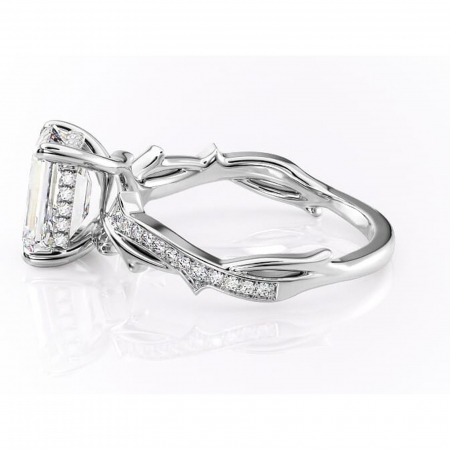 Inel de logodnă Eleanor din aur Alb 14kt cu moissanite tăietură smarald – Montură pavé rafinată pentru profil mediu | Personalizează și configurează gratuit online [5]