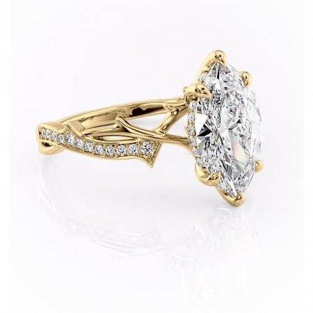 14K - Inel de logodnă Eleanor din aur Galben 14kt cu moissanite tăietură marquise – Montură pavé rafinată pentru profil mediu | Personalizează și configurează gratuit online