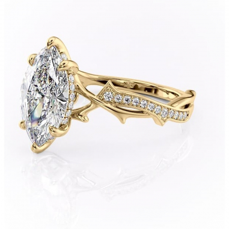 Inel de logodnă Eleanor din aur Galben 14kt cu moissanite tăietură marquise – Montură pavé rafinată pentru profil mediu | Personalizează și configurează gratuit online [6]
