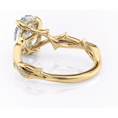 Inel de logodnă Eleanor din aur Galben 14kt cu moissanite tăietură ovală – Montură pavé rafinată pentru profil mediu | Personalizează și configurează gratuit online [3]