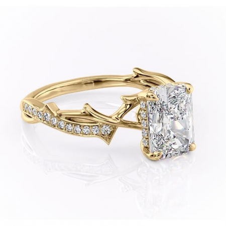 18K - Inel de logodnă Eleanor din aur Galben 18kt cu moissanite tăietură radiantă – Montură pavé rafinată pentru profil mediu | Personalizează și configurează gratuit online