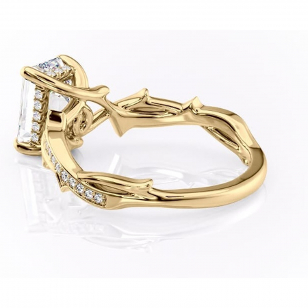 Inel de logodnă Eleanor din aur Galben 14kt cu moissanite tăietură smarald – Montură pavé rafinată pentru profil mediu | Personalizează și configurează gratuit online [4]