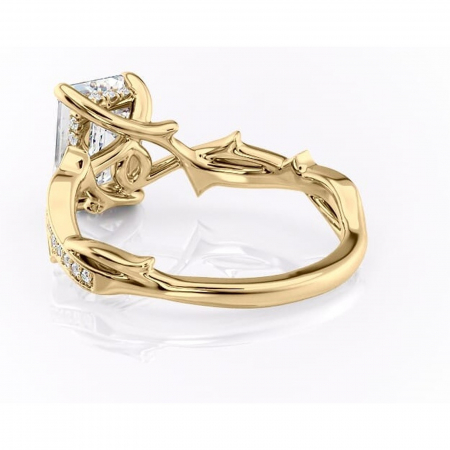 Inel de logodnă Eleanor din aur Galben 14kt cu moissanite tăietură smarald – Montură pavé rafinată pentru profil mediu | Personalizează și configurează gratuit online [3]