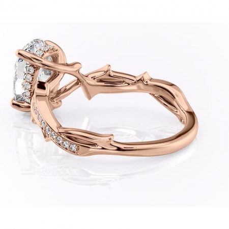 Inel de logodnă Eleanor din aur Rose 14kt cu moissanite tăietură ovală – Montură pavé rafinată pentru profil mediu | Personalizează și configurează gratuit online [4]