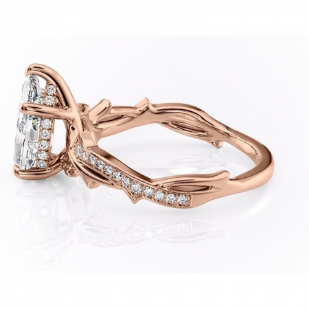Inel de logodnă Eleanor din aur Rose 18kt cu moissanite tăietură pară – Montură pavé rafinată pentru profil mediu | Personalizează și configurează gratuit online [5]
