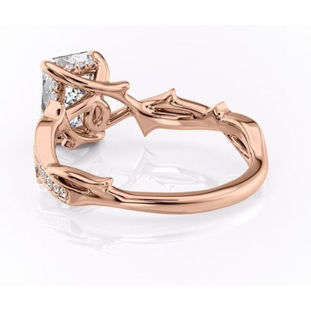 Inel de logodnă Eleanor din aur Rose 14kt cu moissanite tăietură radiantă – Montură pavé rafinată pentru profil mediu | Personalizează și configurează gratuit online [3]