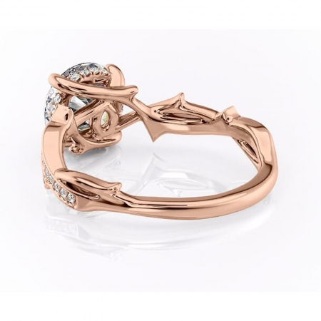 Inel de logodnă Eleanor din aur Rose 14kt cu moissanite tăietură rotundă – Montură pavé rafinată pentru profil mediu | Personalizează și configurează gratuit online [3]