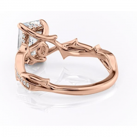 Inel de logodnă Eleanor din aur Rose 14kt cu moissanite tăietură smarald – Montură pavé rafinată pentru profil mediu | Personalizează și configurează gratuit online [3]