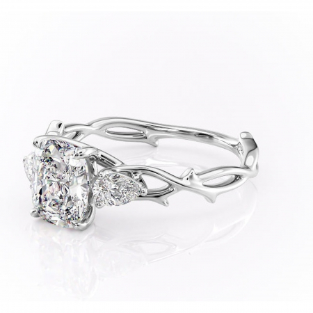 Inel de logodnă Elira din aur Alb 14kt cu moissanite tăietură asscher – Montură cu trei pietre rafinată pentru profil mediu | Personalizează și configurează gratuit online [6]