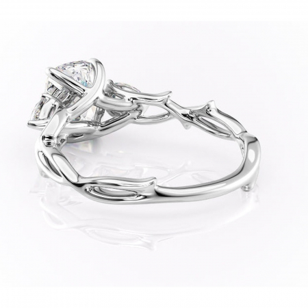 Inel de logodnă Elira din aur Alb 14kt cu moissanite tăietură asscher – Montură cu trei pietre rafinată pentru profil mediu | Personalizează și configurează gratuit online [3]