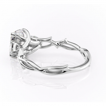 Inel de logodnă Elira din aur Alb 14kt cu moissanite tăietură asscher – Montură cu trei pietre rafinată pentru profil mediu | Personalizează și configurează gratuit online [4]