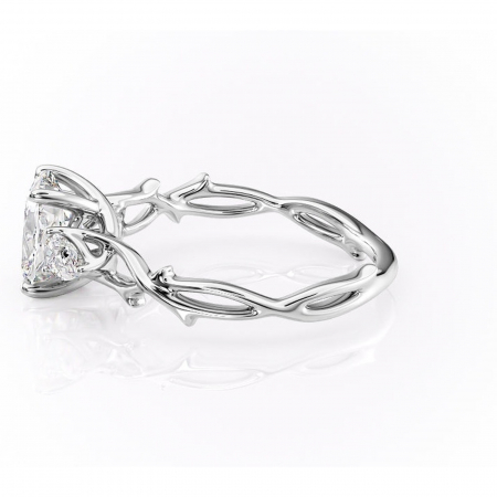 Inel de logodnă Elira din aur Alb 14kt cu moissanite tăietură asscher – Montură cu trei pietre rafinată pentru profil mediu | Personalizează și configurează gratuit online [5]