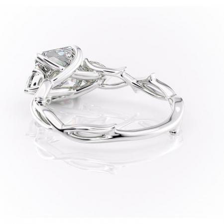 Inel de logodnă Elira din aur Alb 14kt cu moissanite tăietură asscher – Montură cu trei pietre rafinată pentru profil mediu | Personalizează și configurează gratuit online [3]