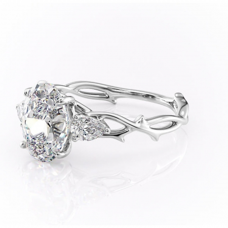 Inel de logodnă Elira din aur Alb 14kt cu moissanite tăietură ovală – Montură cu trei pietre rafinată pentru profil mediu | Personalizează și configurează gratuit online [6]