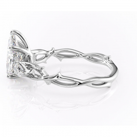 Inel de logodnă Elira din aur Alb 14kt cu moissanite tăietură pară – Montură cu trei pietre rafinată pentru profil mediu | Personalizează și configurează gratuit online [5]