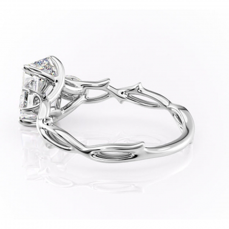 Inel de logodnă Elira din aur Alb 14kt cu moissanite tăietură smarald – Montură cu trei pietre rafinată pentru profil mediu | Personalizează și configurează gratuit online [4]