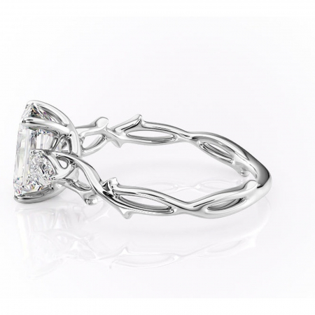 Inel de logodnă Elira din aur Alb 14kt cu moissanite tăietură smarald – Montură cu trei pietre rafinată pentru profil mediu | Personalizează și configurează gratuit online [5]