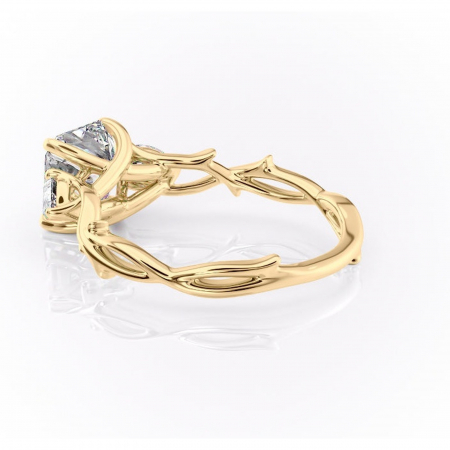 Inel de logodnă Elira din aur Galben 14kt cu moissanite tăietură asscher – Montură cu trei pietre rafinată pentru profil mediu | Personalizează și configurează gratuit online [4]