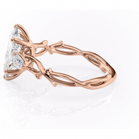 Inel de logodnă Elira din aur Rose 14kt cu moissanite tăietură marquise – Montură cu trei pietre rafinată pentru profil mediu | Personalizează și configurează gratuit online [5]