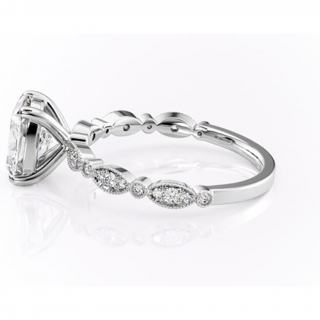 Inel de logodnă Elowen din aur Alb 14kt cu moissanite tăietură asscher – Pietre laterale rafinată pentru profil înalt | Personalizează și configurează gratuit online [5]