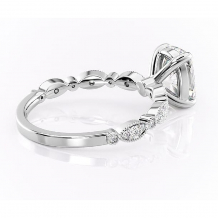 Inel de logodnă Elowen din aur Alb 14kt cu moissanite tăietură asscher – Pietre laterale rafinată pentru profil înalt | Personalizează și configurează gratuit online [2]