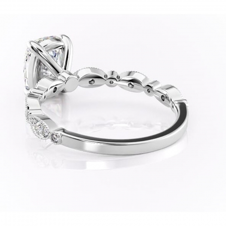 Inel de logodnă Elowen din aur Alb 14kt cu moissanite tăietură asscher – Pietre laterale rafinată pentru profil înalt | Personalizează și configurează gratuit online [3]