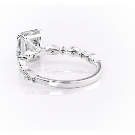 Inel de logodnă Elowen din aur Alb 14kt cu moissanite tăietură asscher – Pietre laterale rafinată pentru profil înalt | Personalizează și configurează gratuit online [3]