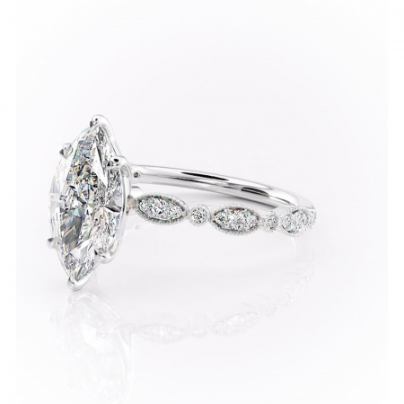 Inel de logodnă Elowen din aur Alb 14kt cu moissanite tăietură marquise – Pietre laterale rafinată pentru profil înalt | Personalizează și configurează gratuit online [6]