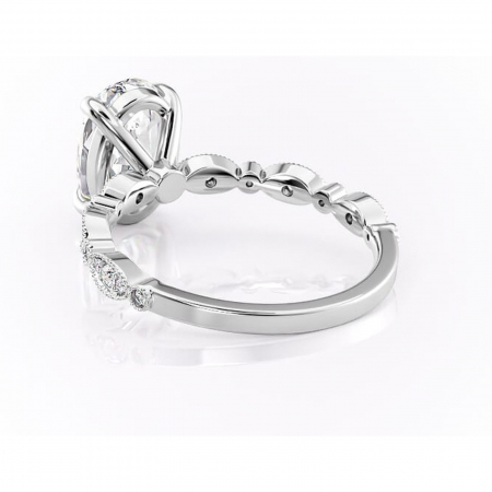 Inel de logodnă Elowen din aur Alb 14kt cu moissanite tăietură ovală – Pietre laterale rafinată pentru profil înalt | Personalizează și configurează gratuit online [3]