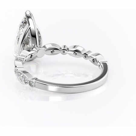 Inel de logodnă Elowen din aur Alb 14kt cu moissanite tăietură pară – Pietre laterale rafinată pentru profil înalt | Personalizează și configurează gratuit online [3]