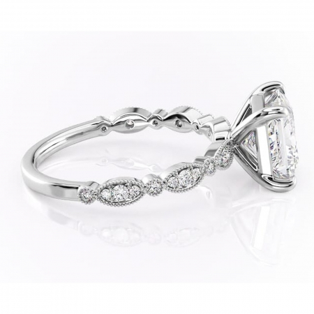 Inel de logodnă Elowen din aur Alb 14kt cu moissanite tăietură princess – Pietre laterale rafinată pentru profil înalt | Personalizează și configurează gratuit online [1]