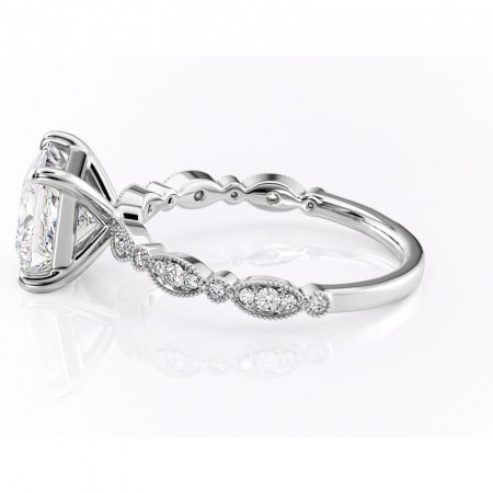 Inel de logodnă Elowen din aur Alb 14kt cu moissanite tăietură princess – Pietre laterale rafinată pentru profil înalt | Personalizează și configurează gratuit online [5]