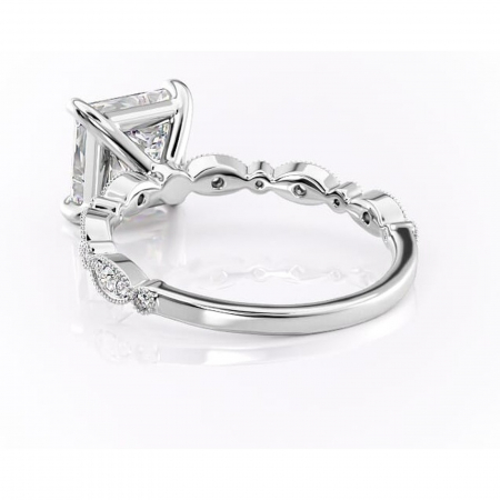 Inel de logodnă Elowen din aur Alb 14kt cu moissanite tăietură princess – Pietre laterale rafinată pentru profil înalt | Personalizează și configurează gratuit online [3]