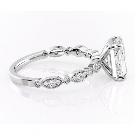 Inel de logodnă Elowen din aur Alb 14kt cu moissanite tăietură radiantă – Pietre laterale rafinată pentru profil înalt | Personalizează și configurează gratuit online [1]