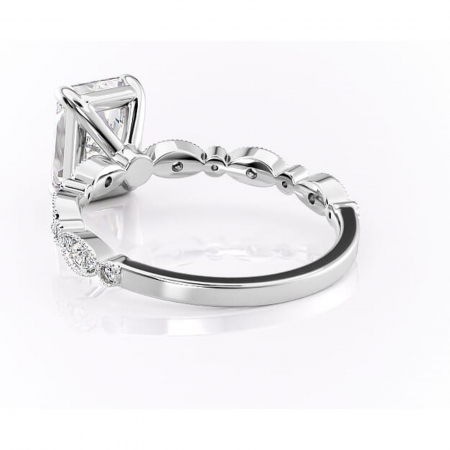 Inel de logodnă Elowen din aur Alb 14kt cu moissanite tăietură radiantă – Pietre laterale rafinată pentru profil înalt | Personalizează și configurează gratuit online [3]
