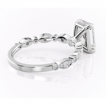 Inel de logodnă Elowen din aur Alb 14kt cu moissanite tăietură radiantă – Pietre laterale rafinată pentru profil înalt | Personalizează și configurează gratuit online [2]