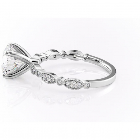 Inel de logodnă Elowen din aur Alb 14kt cu moissanite tăietură rotundă – Pietre laterale rafinată pentru profil înalt | Personalizează și configurează gratuit online [5]