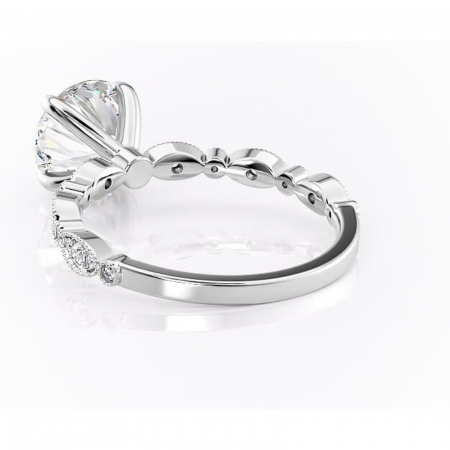 Inel de logodnă Elowen din aur Alb 14kt cu moissanite tăietură rotundă – Pietre laterale rafinată pentru profil înalt | Personalizează și configurează gratuit online [3]