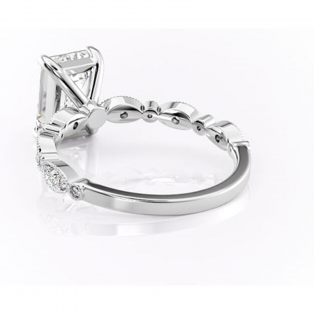 Inel de logodnă Elowen din aur Alb 14kt cu moissanite tăietură smarald – Pietre laterale rafinată pentru profil înalt | Personalizează și configurează gratuit online [3]