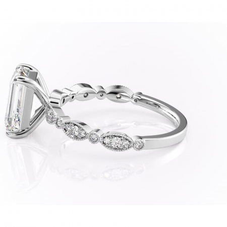 Inel de logodnă Elowen din aur Alb 14kt cu moissanite tăietură smarald – Pietre laterale rafinată pentru profil înalt | Personalizează și configurează gratuit online [5]