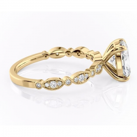 Inel de logodnă Elowen din aur Galben 14kt cu moissanite tăietură asscher – Pietre laterale rafinată pentru profil înalt | Personalizează și configurează gratuit online [1]