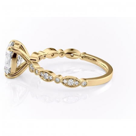 Inel de logodnă Elowen din aur Galben 14kt cu moissanite tăietură asscher – Pietre laterale rafinată pentru profil înalt | Personalizează și configurează gratuit online [5]