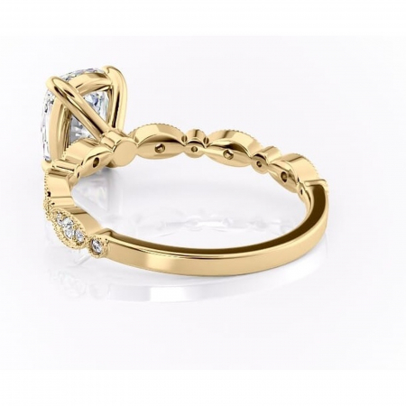Inel de logodnă Elowen din aur Galben 14kt cu moissanite tăietură asscher – Pietre laterale rafinată pentru profil înalt | Personalizează și configurează gratuit online [3]