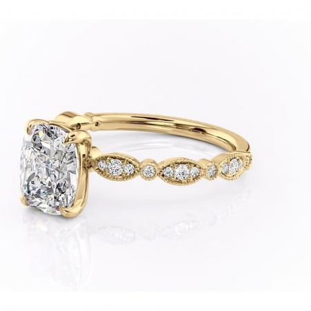 Inel de logodnă Elowen din aur Galben 14kt cu moissanite tăietură asscher – Pietre laterale rafinată pentru profil înalt | Personalizează și configurează gratuit online [6]