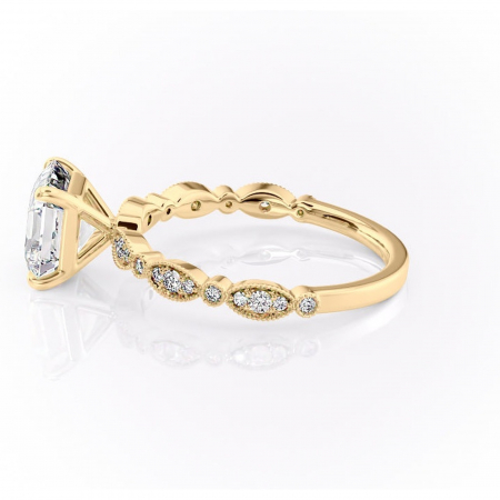 Inel de logodnă Elowen din aur Galben 14kt cu moissanite tăietură asscher – Pietre laterale rafinată pentru profil înalt | Personalizează și configurează gratuit online [5]