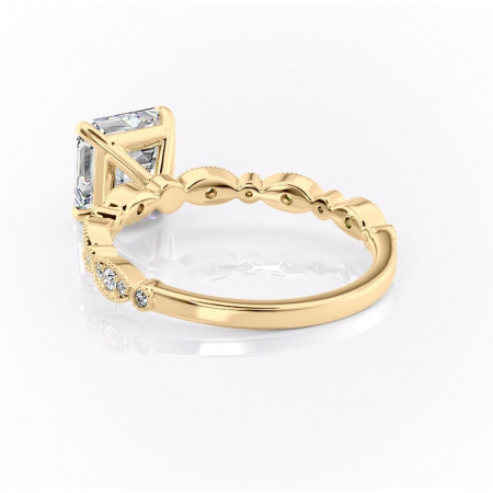 Inel de logodnă Elowen din aur Galben 14kt cu moissanite tăietură asscher – Pietre laterale rafinată pentru profil înalt | Personalizează și configurează gratuit online [3]
